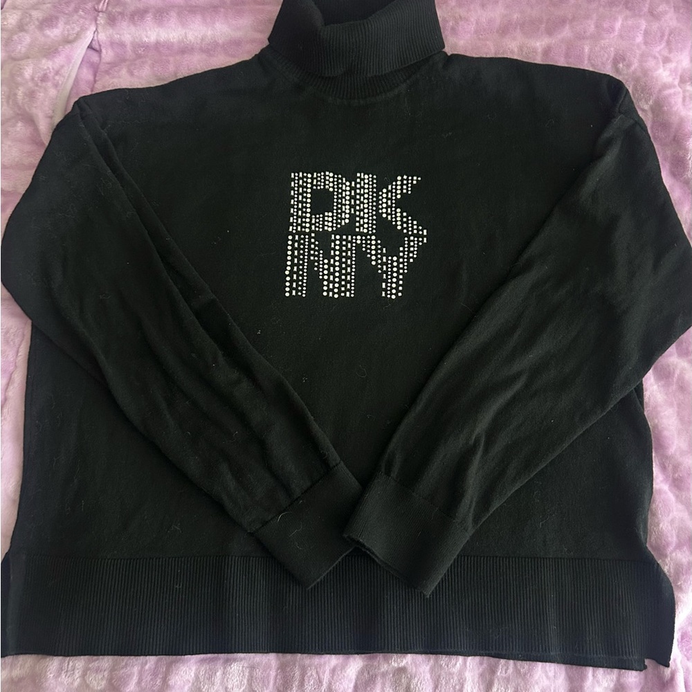 DKNY Black Sweater with Rhinestone Logo